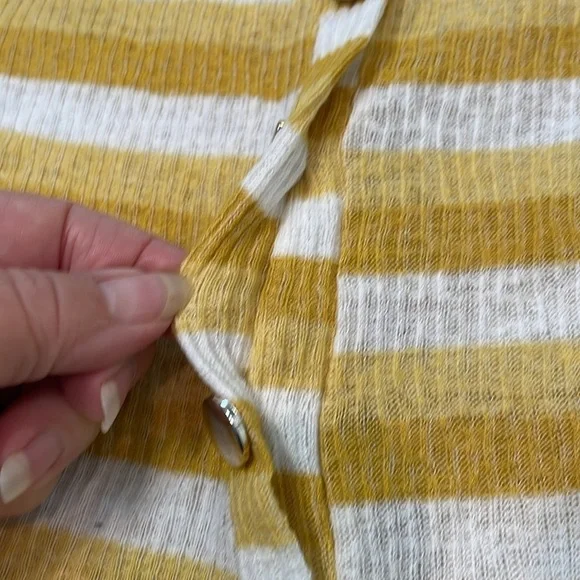 Trendy JS Brand Yellow Striped Women's Top with Ruffle Edges - Picture 5 of 8